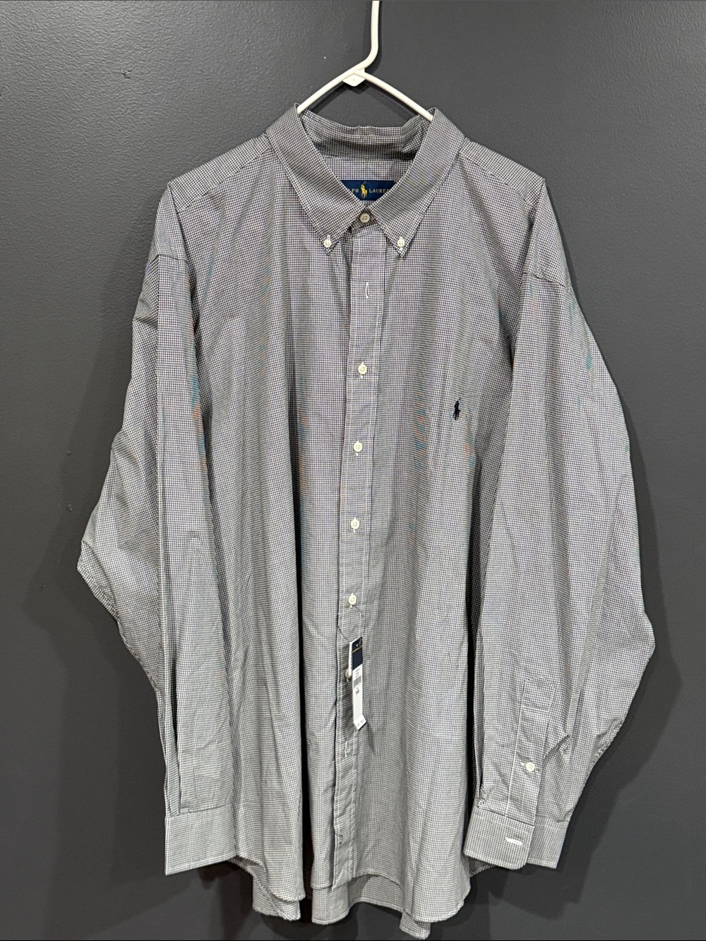 Ralph Lauren Men’s Grey Micro-Check Button-Down Shirt